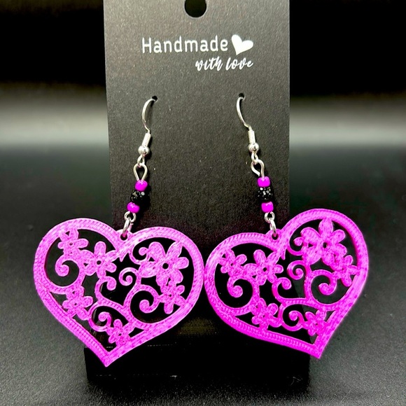 Heart Flower Earrings - Picture 1 of 6